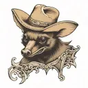 fruit bat wearing cowboy hat tattoo design idea