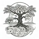 hurricane and tree tattoo design idea