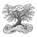 hurricane and tree tattoo design idea