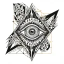eye, surrounded by geometrical optical illusion  tattoo design idea