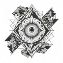 eye, surrounded by geometrical optical illusion  tattoo design idea
