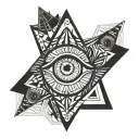 eye, surrounded by geometrical optical illusion  tattoo design idea