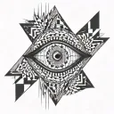 eye, surrounded by geometrical optical illusion  tattoo design idea