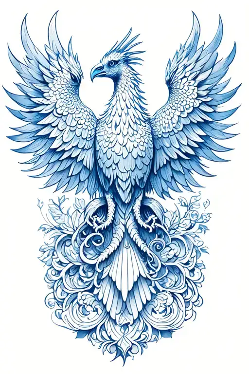 delftware pattern  phoenix tattoo design idea