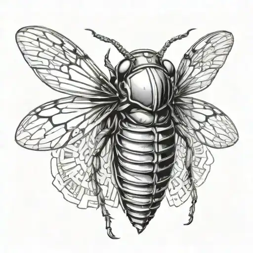 cicada with evil looking body and head tattoo design idea