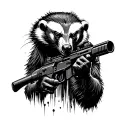 honey badger shooting and m240 black and white tattoo tattoo design idea
