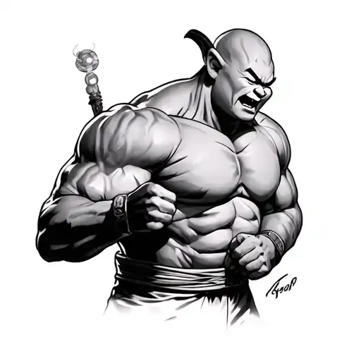 majin buu doing bruce lee tattoo design idea