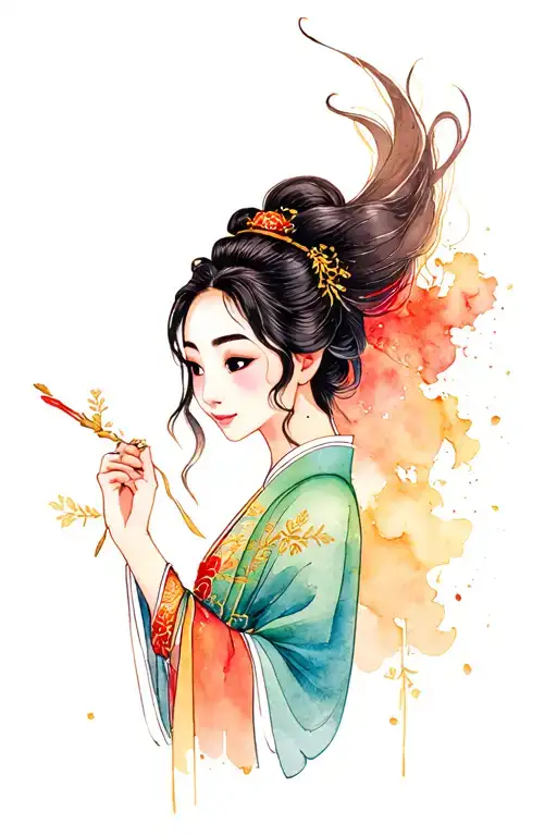 "Whatever the wind suffers" Disney Mulan Cutting Her Hair tattoo design idea