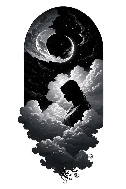 clouds, heaven, in living memory of CATHERINE "nanny"  GILLETTE tattoo design idea