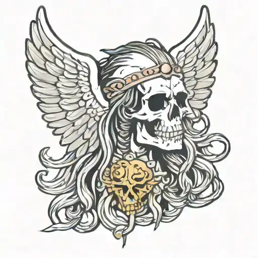 skull angel viking dreads tattoo design idea