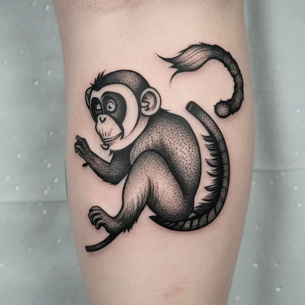 monkey riding on the back of a ladybug tattoo design idea