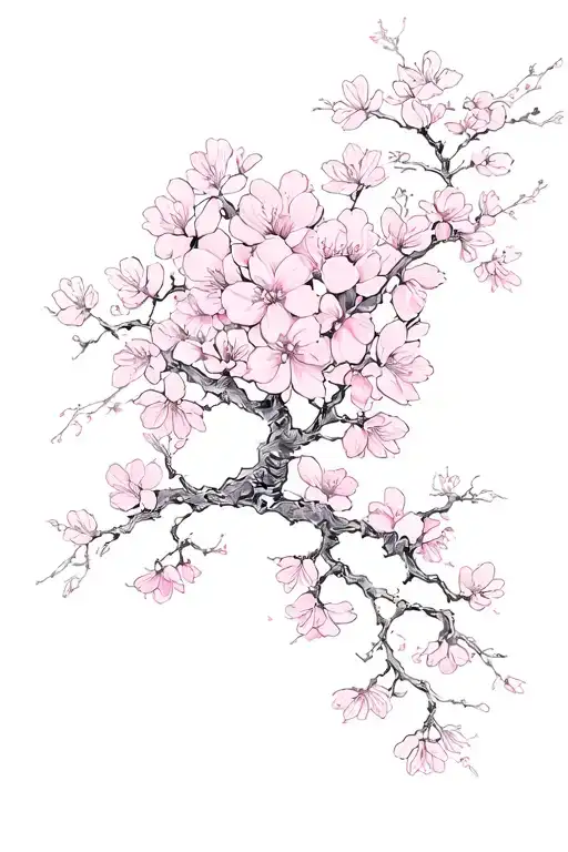 cherry blossom cyber sigilism back tattoo tattoo design idea