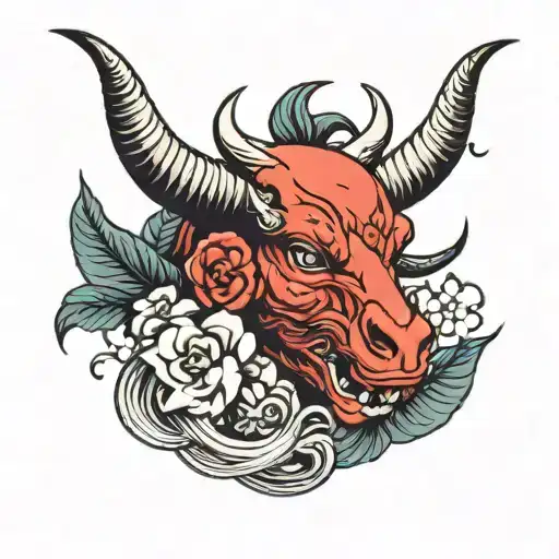 Heart with Horns Wings tattoo design idea