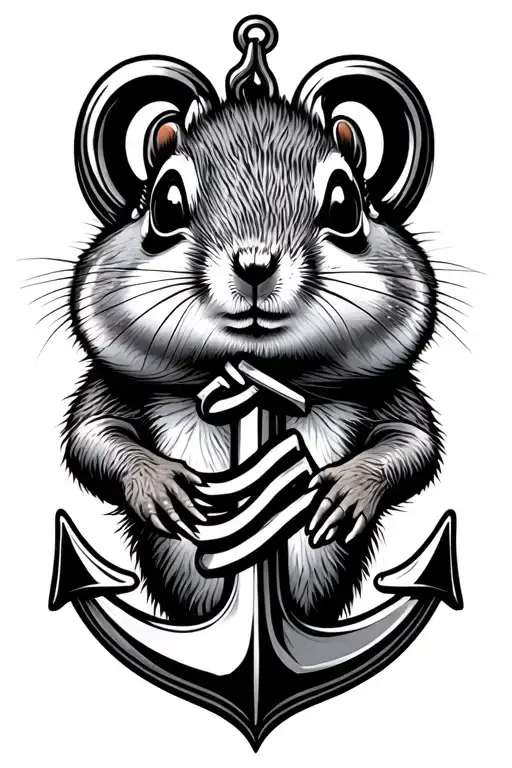 anchor with with the words love you chipmunk going down the middle of it  tattoo design idea