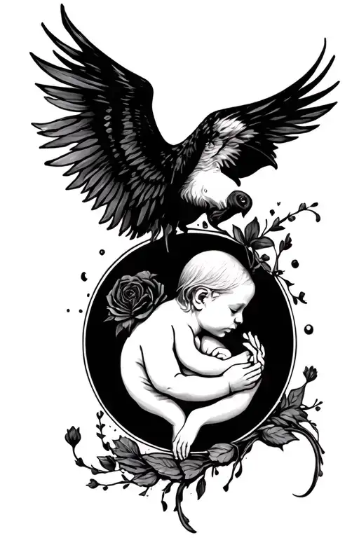 Birth following mourning tattoo design idea