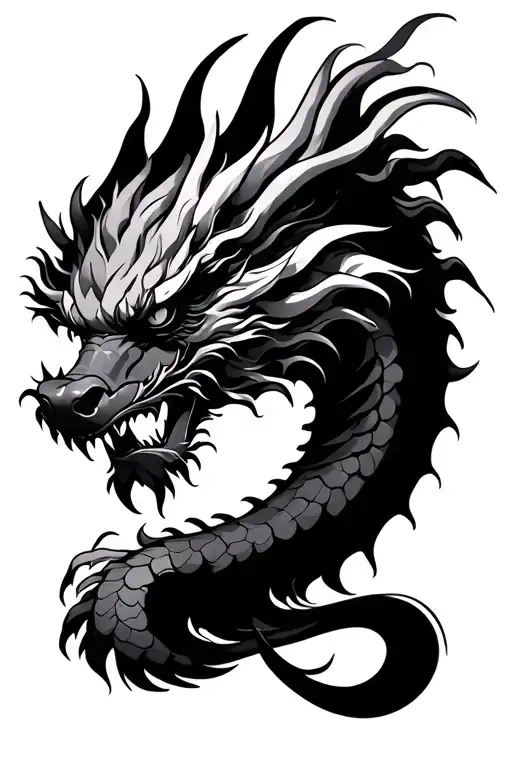 japanese dragon souls like bicep sleeve tattoo design idea