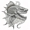 Norse steelhead skeleton tattoo design idea