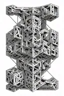 geometric pattern with cube shaped cage tattoo design idea