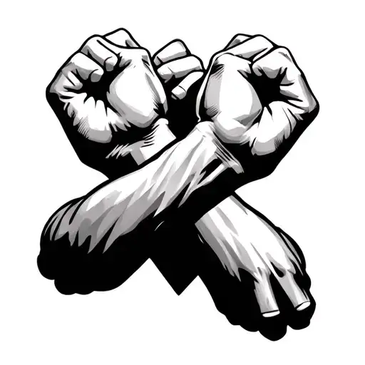 two arms crossed with fists clenched tattoo design idea