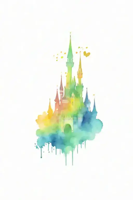 Disney castle surrounded tattoo design idea
