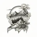 Still i rise mountain landscape tattoo design idea