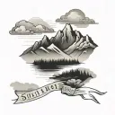 Still i rise mountain landscape tattoo design idea