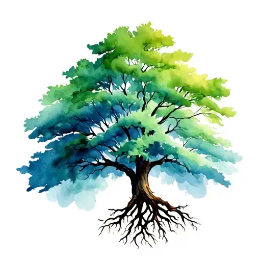 weepimg Willow tree with roots tattoo design idea