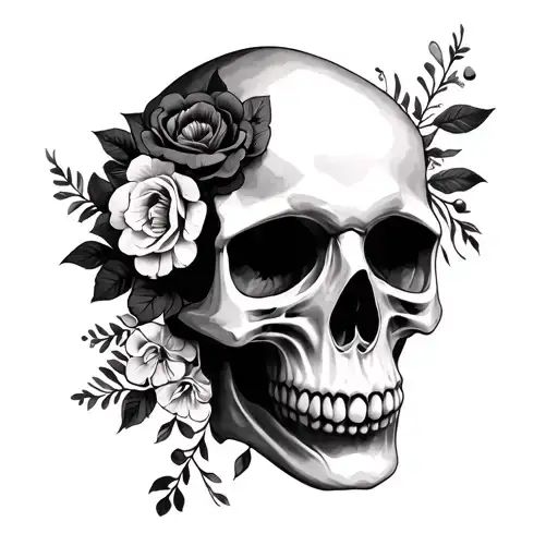 Floral Skull tattoo design idea