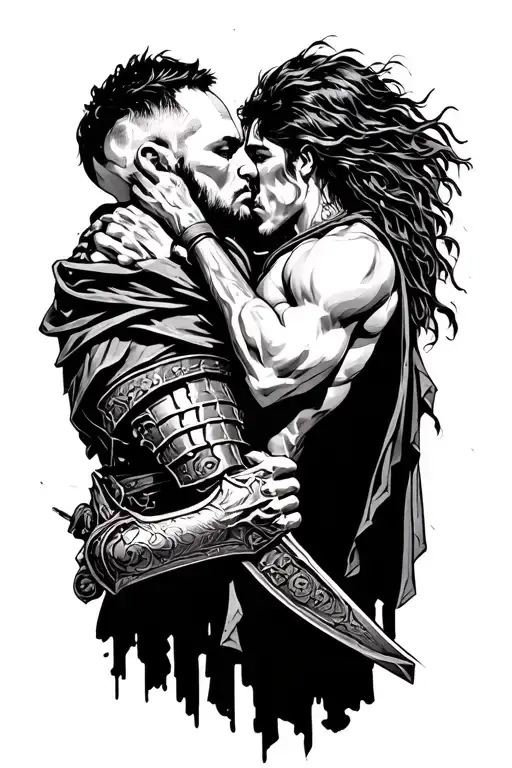 warrior batteling with himself from depression on the day of 12th june 2025 tattoo design idea