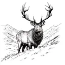 A sketch of a majestic stag overlooking the Scottish Highlands tattoo design idea