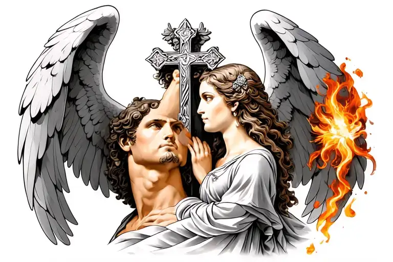 archangel Michael and lorraine cross tattoo design idea