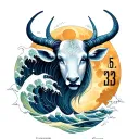 "6.15.23" waves moon girl taurus sobriety date tattoo design tattoo design idea