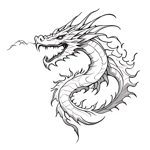 dragon breathing fire tattoo design idea