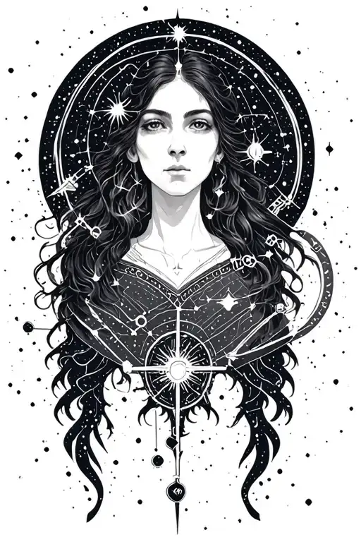 cassiopeia constellation surrounded tattoo design idea