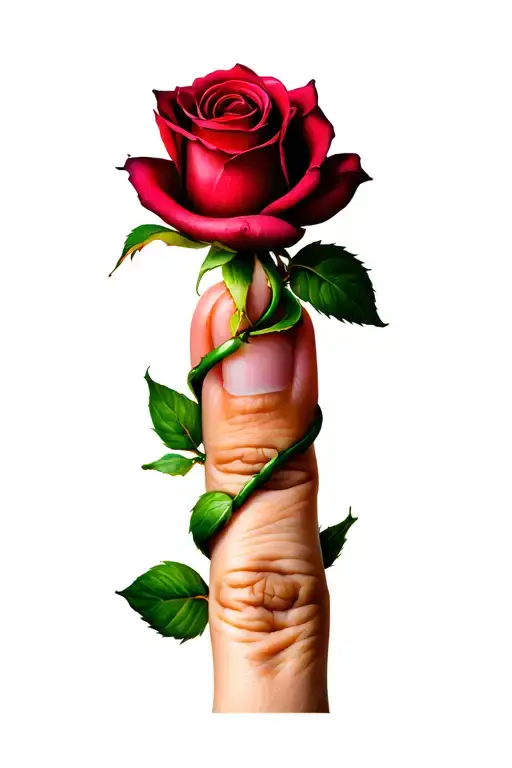 Rose wrapped around finger tattoo design idea