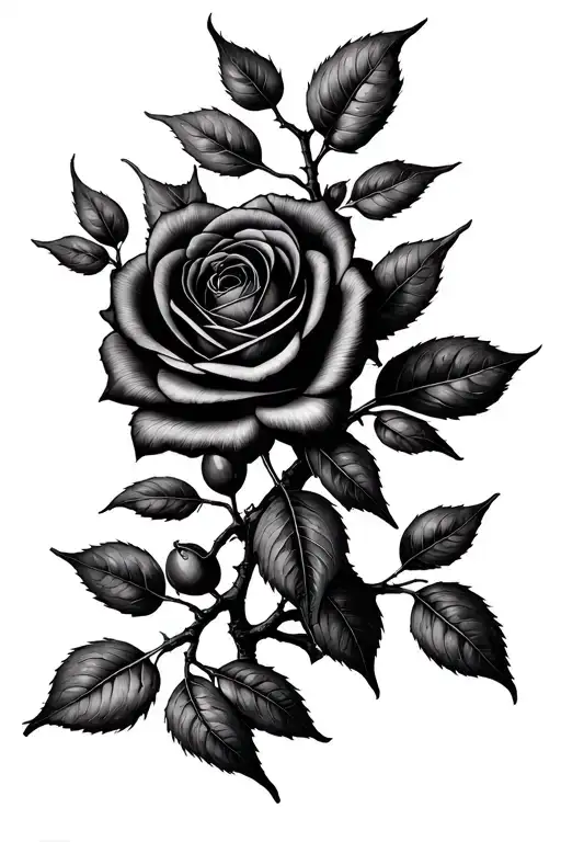 Olive tree with Luther rose intertwined tattoo design idea