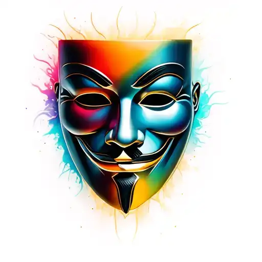 anonymous mask with fade tattoo design idea