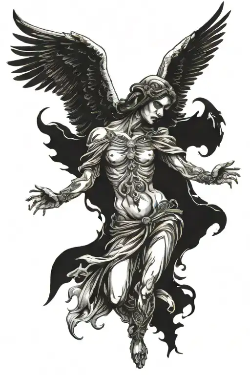 angel of death wings spread tattoo design idea