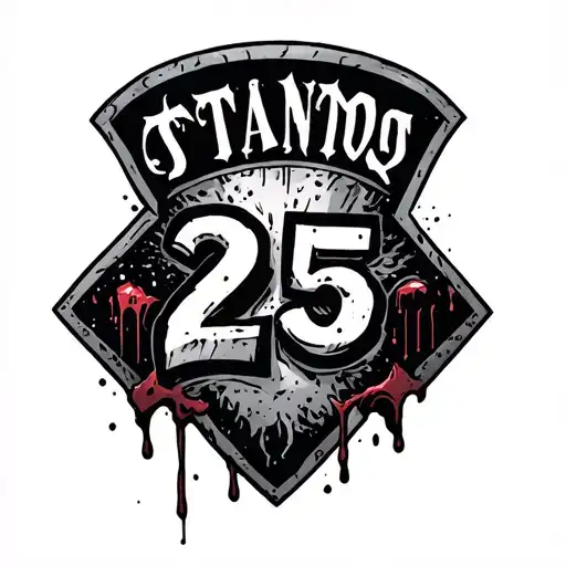 Standy tattoo with the number 25 written above a patch that covers bleeding wounds tattoo design idea