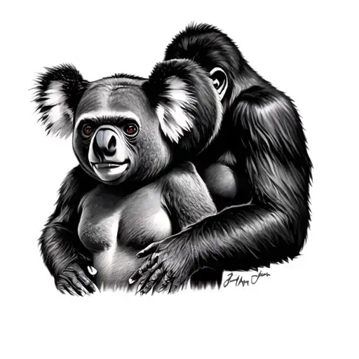 Koala bear and a gorilla tattoo design idea