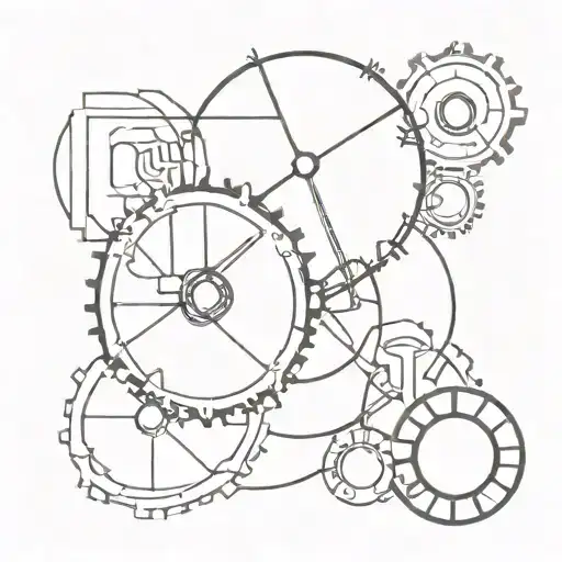 abstract gears and sophisticated organic lines tattoo design idea