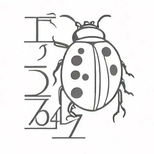 only English font of 1947 04 03 with a red lady bug on the letters  tattoo design idea