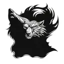 fierce protective silent strong man wolf looking forward tattoo design idea
