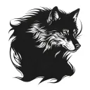 fierce protective silent strong man wolf looking forward tattoo design idea
