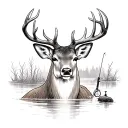 deer hunting and bass fishing tattoo design idea