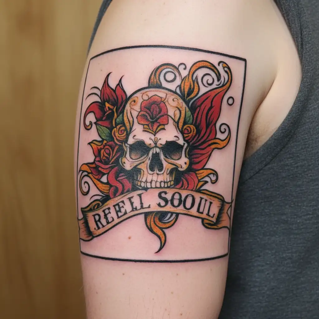 rebel soul napis tattoo design idea
