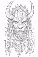 rugged bison head warrior tattoo design idea