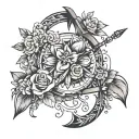 bow and arrow  tattoo design idea
