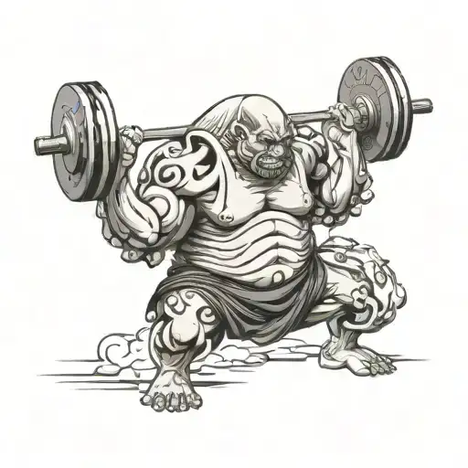 skinny skeleton sumo deadlifting tattoo design idea