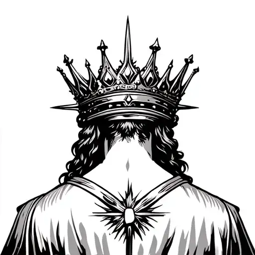 back of Jesus with crown of thrones tattoo design idea